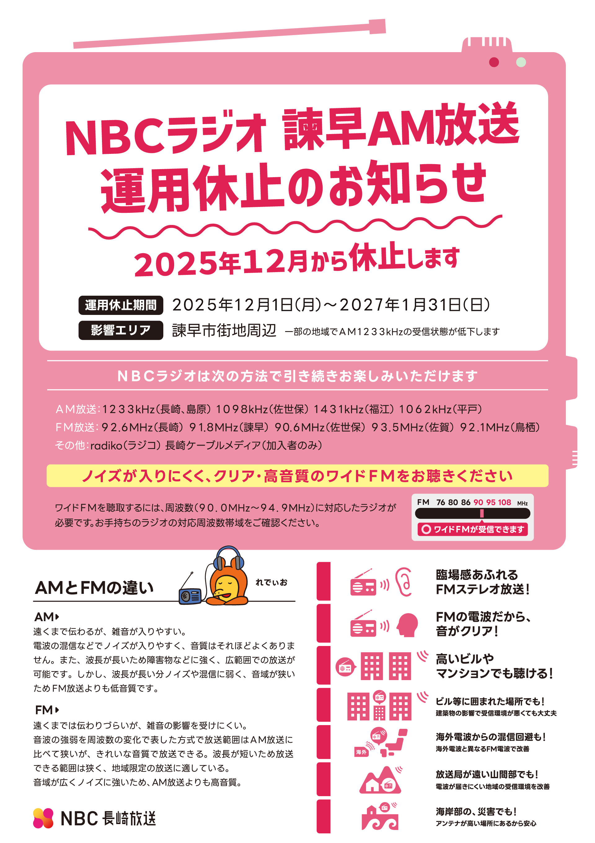 NBCラジオ 諫早AM放送 運用休止のお知らせ_001